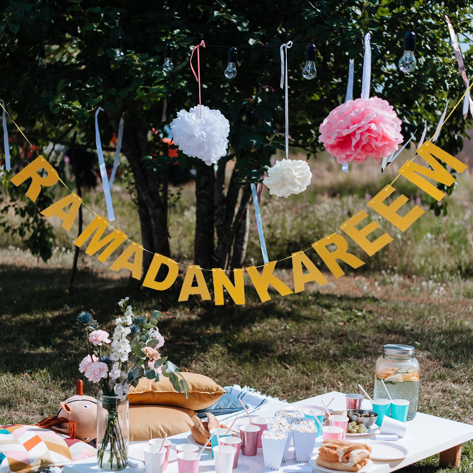 

Ramadan Glitter Banner Balloon Set Golden Latex Balloons Eid Mubarak Party Decoration Indoor Outdoor Muslim Festival