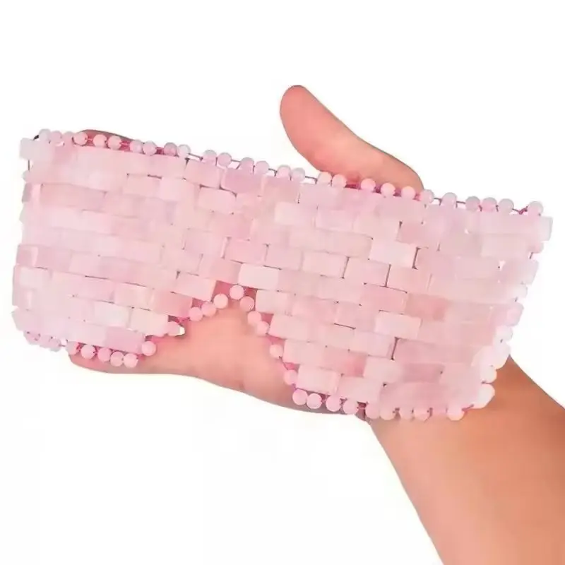 

100% Natural Rose Quartz Eye Mask Jade Massager Cold Therapy Facial Beauty Skin Dark Circles Therapy Anti Aging Tool With Box