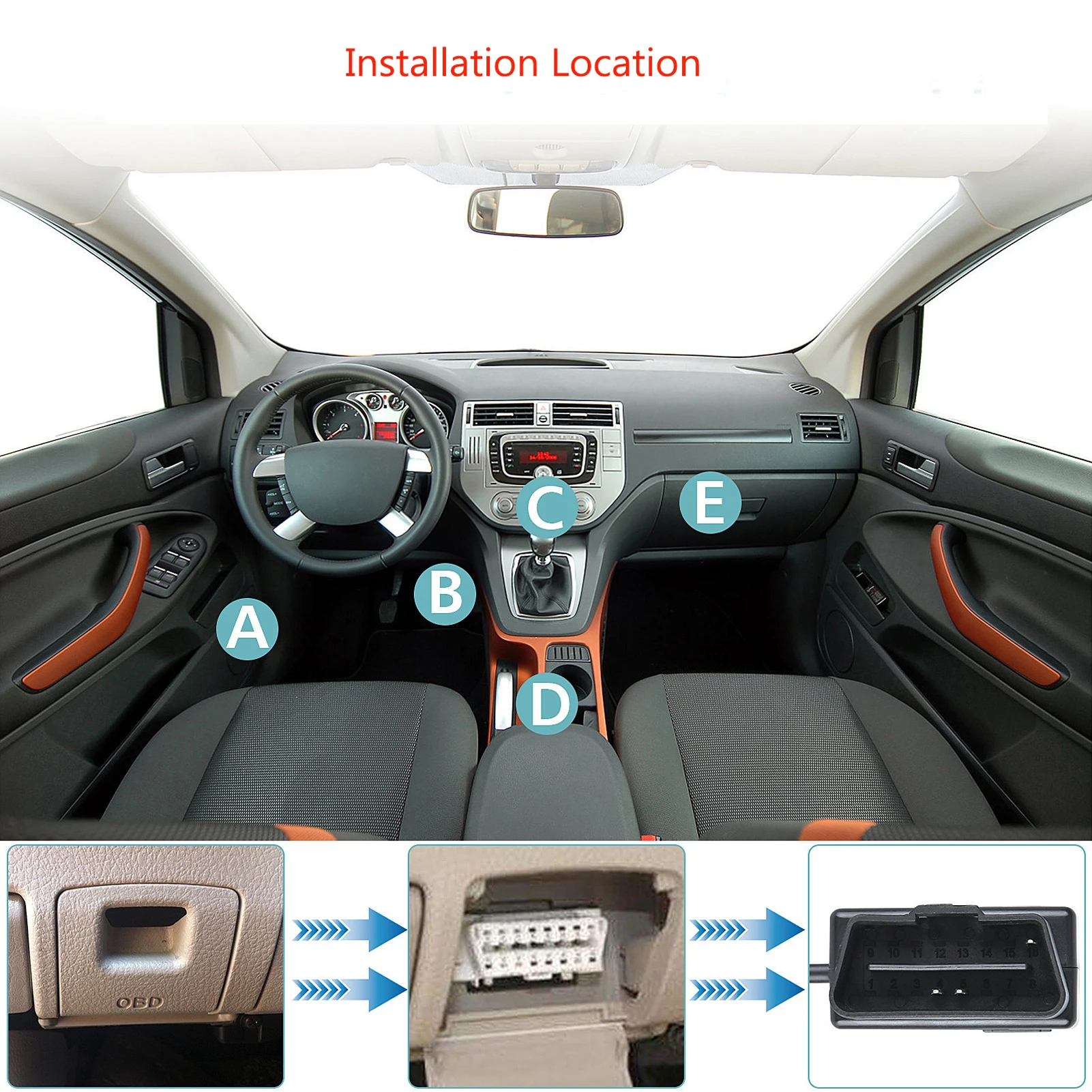 Car OBD Power Cable with Switch Button Hardwire Set USB-C Port Adapter for Dash Camera 24 Hours Surveillance/Acc Mode