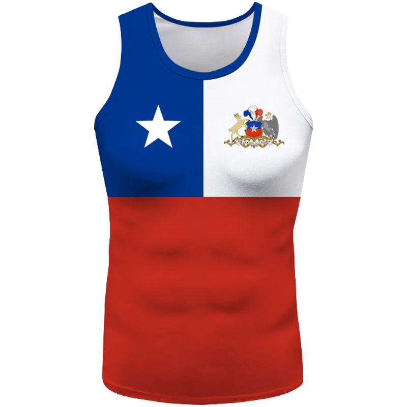 Chile Sleeveless Free Custom Made Name Chl Vest T-Shirt Nation Flag Cl Chilean Spanish Black Gray College Print Photo Clothes