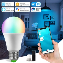 DoHome 와이파이 스마트 LED 전구, 밝기 조절 타이머 기능 전구, 홈키트, 시리 음성 제어 지지대, 알렉사 구글 홈, E27, 12W