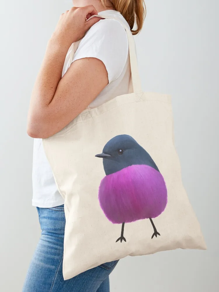 

Australian Pink Robin on White Tote Bag tote bag university supermarket folding bag Canvas for women female