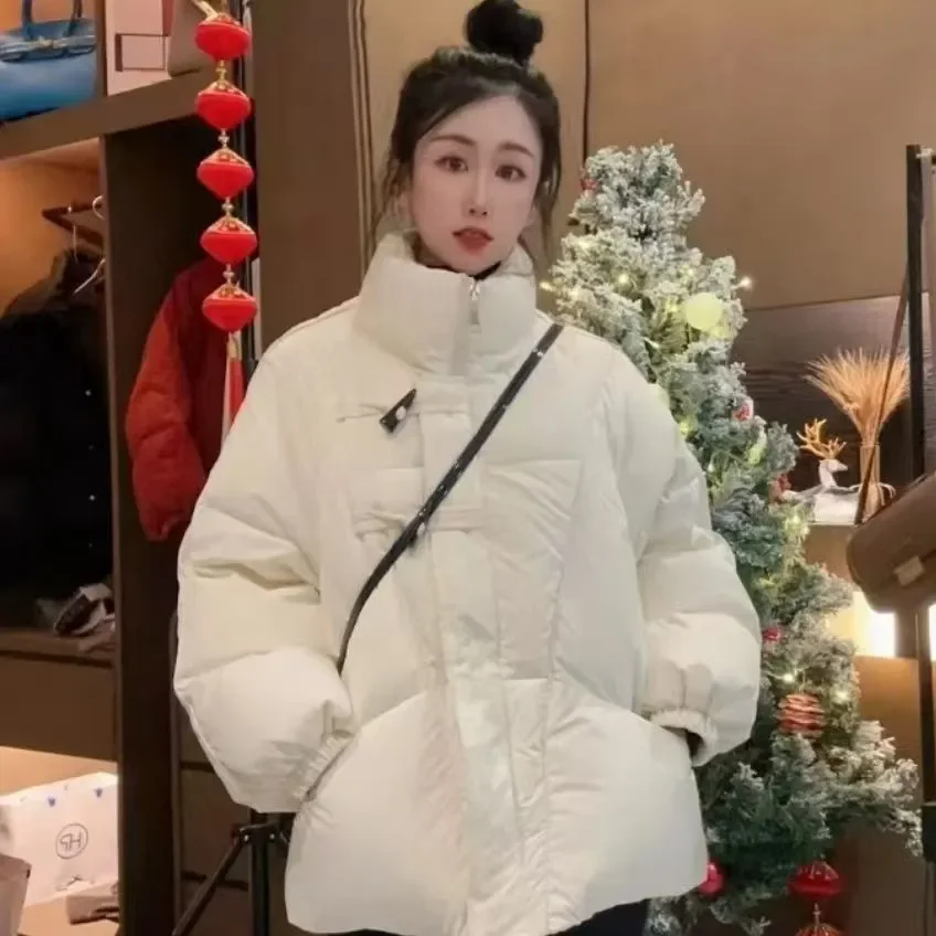 

Autumn 2026 Winter New Down Cotton-Padded Jacket Women's Overcoat Duffle Button Thick Loose Bread Clothing Warm Short Parka