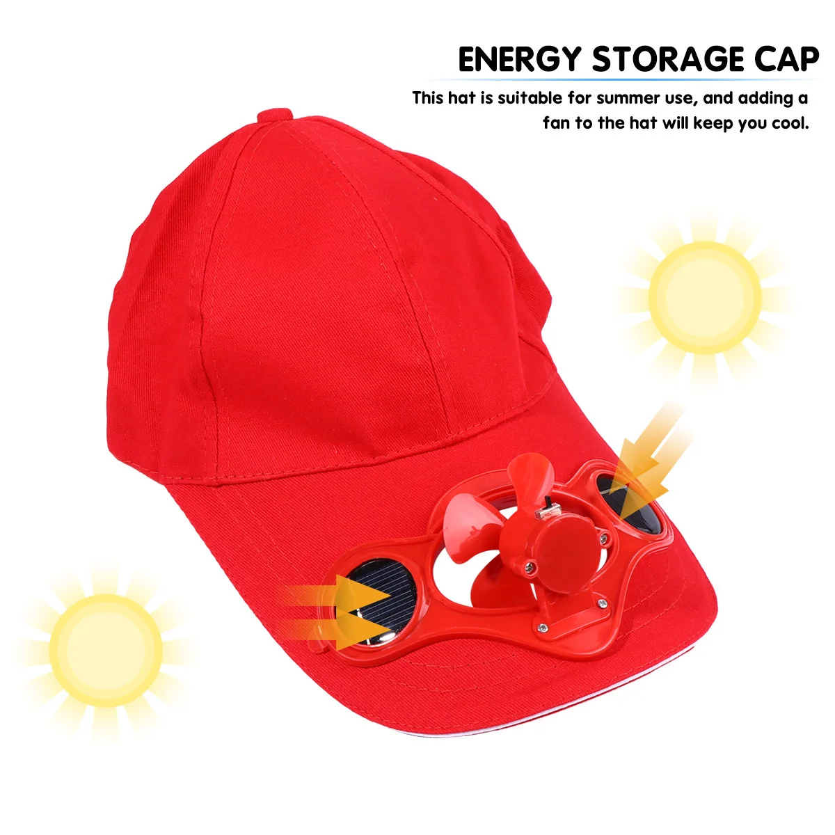 1 stks Fan Cap Zonne-energie Opslag Zomerhoed Zonnebrandcrème Outdoor Fan Cap Zonblok Hoed Zomerbenodigdheden