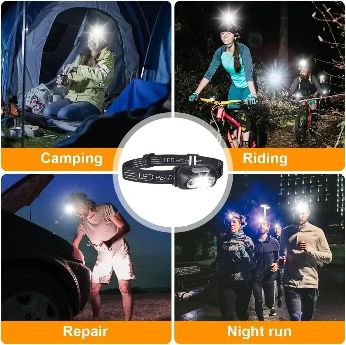 Mini Rechargeable Sensor Headlamp Waterproof Work Light Built-in Battery USB Rechargeable Head Flashlight Camping Search Light