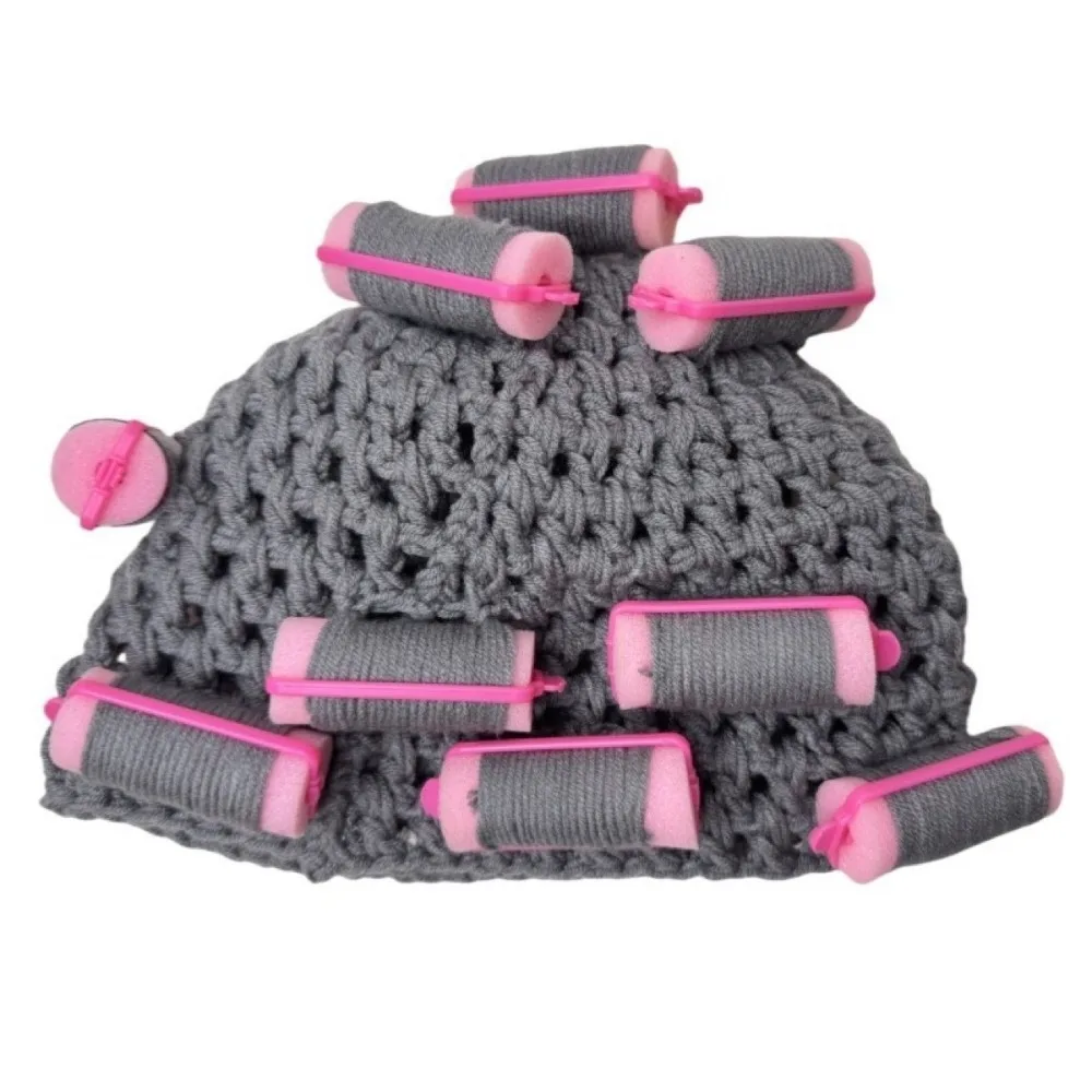 

Playful Warm Hair Curler Knitted Hat Soft Thick Pullover Cap Handmade Stretchy Curly Hair Yarn Beanie Cycling