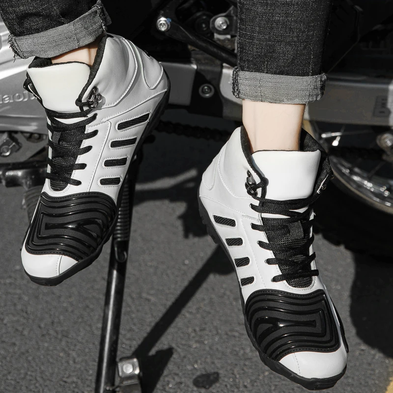 

Мотоциклетные защитные ботинки для верховой езды, новые унисекс, четыре сезона, высокие модные противоскользящие дышащие ботинки для бездорожья, велосипедная обувь