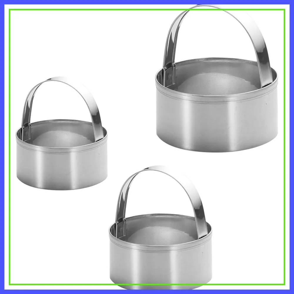

3-Piece Stainless Steel Round Biscuit Cutter Set with Handle, Assorted Sizes for Baking Doughnuts and Cookies