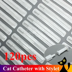 120pcs Cat Catheter with Stylet 3Fr End Hole 4Fr Side Holes Veterinary Urinary Cat Catheters