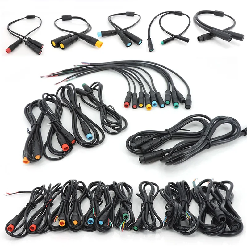 M8 E-bike Line 3 4 5 6 8Pin Electric Bicycle Waterproof Joint Plug male female Connector Signal Speed Sensor Extension Cable 5k