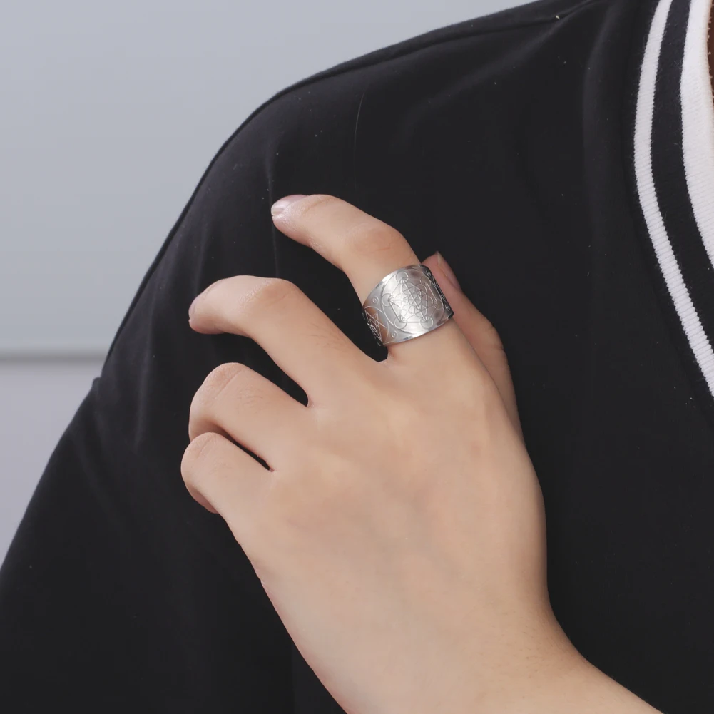 Dawapara Siegel der sieben Erzengel Geheimnis des Universums Ring Edelstahl Salomon Kabbalah Schutz Amulett Talisman – Detail 18