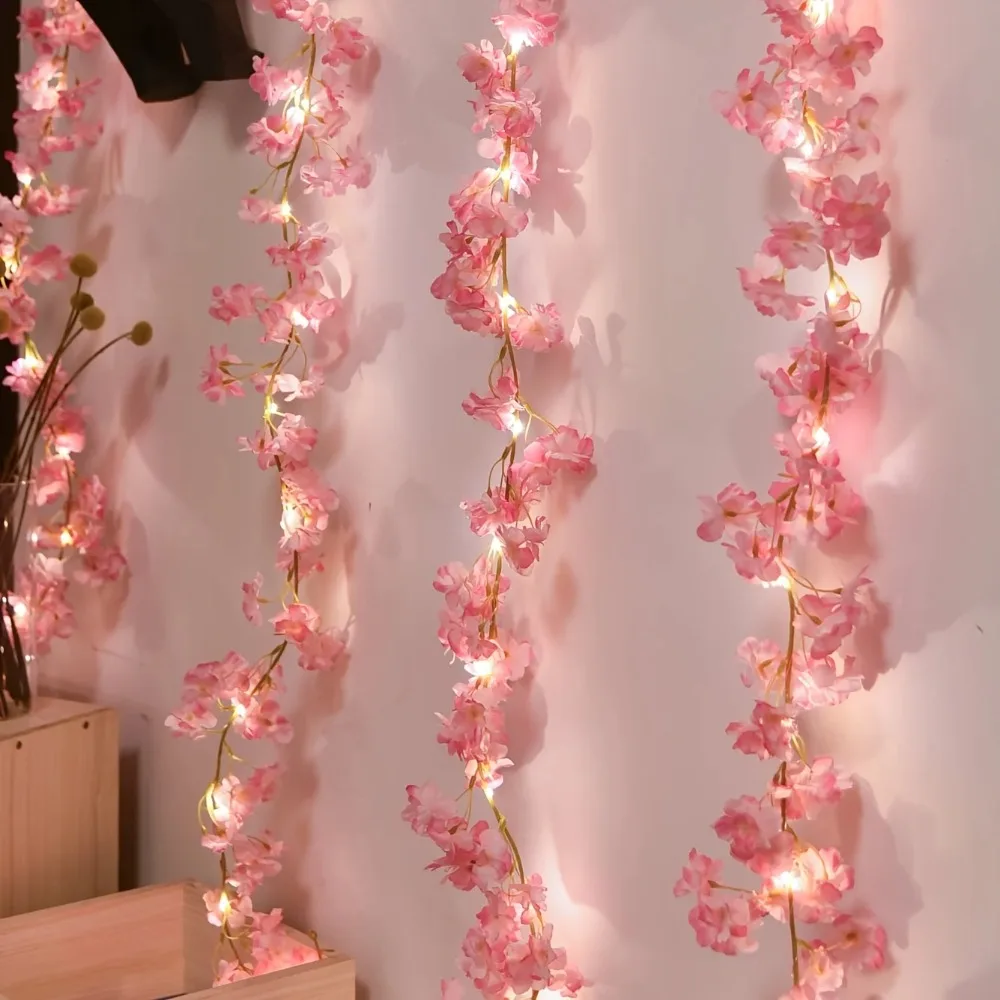 1 Roll, LED Cherry Blossom Lamp String Yard Light New Year Decorations, NOT INCLUDED BATTERIES (1pc 6.56ft 20 Led), Mother's Day