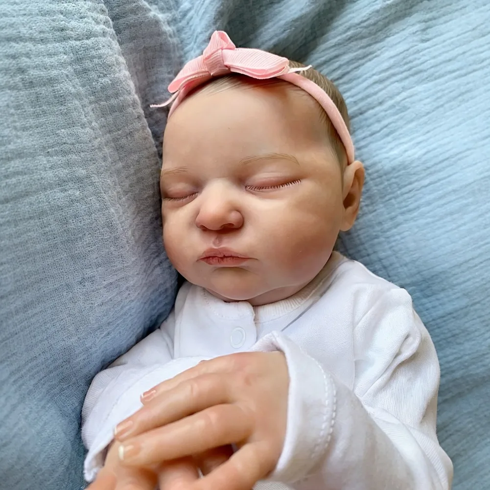 19インチのリボーンドール、眠っている新生児のローラ、3Dスキン、血管が見える、アートドール、ムニェカ、ベベ、リボーンドール、おもちゃ、子供へのプレゼント
