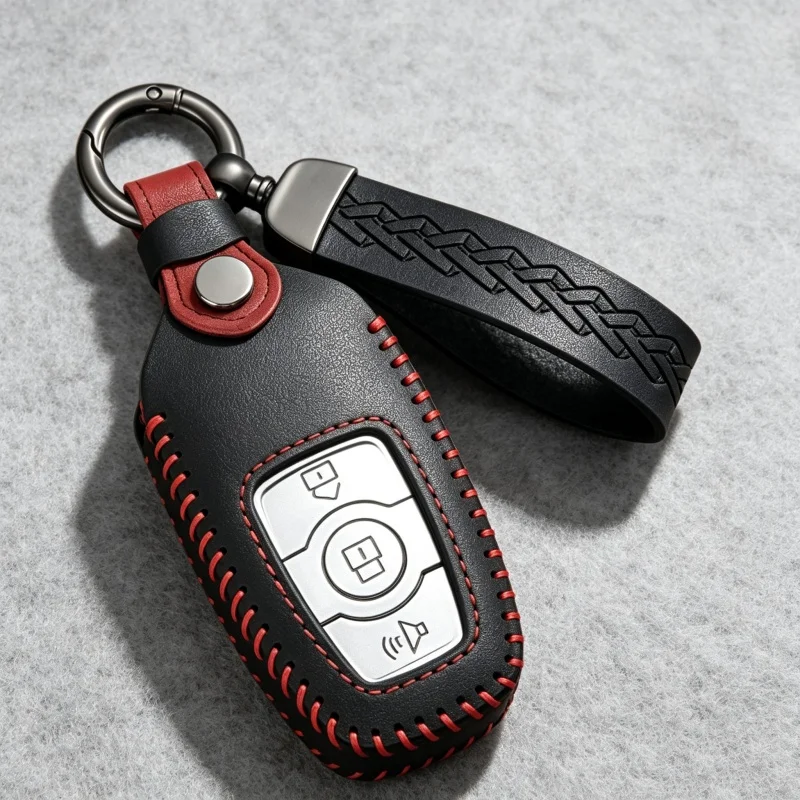 For Great Wall Haval Hover H6 2015 C50 Hoist 3 Buttons Leather Car Key Cover Smart Remote Fob Shell Case Keychain Protector Bag
