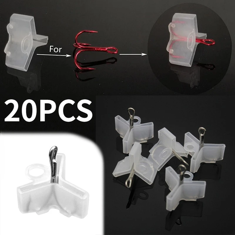 20PCS/lot Plastic Treble Hook Protectors Covers for Fishing Lures 5 Sizes Holders Case Bonnets Caps Safety Protector