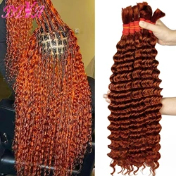 Ginger Orange No Weft 16-28 Inch Extension Crochet Braids Deep Wave Human Hair Bulk for Braiding Brazilian Human Hair Bulk