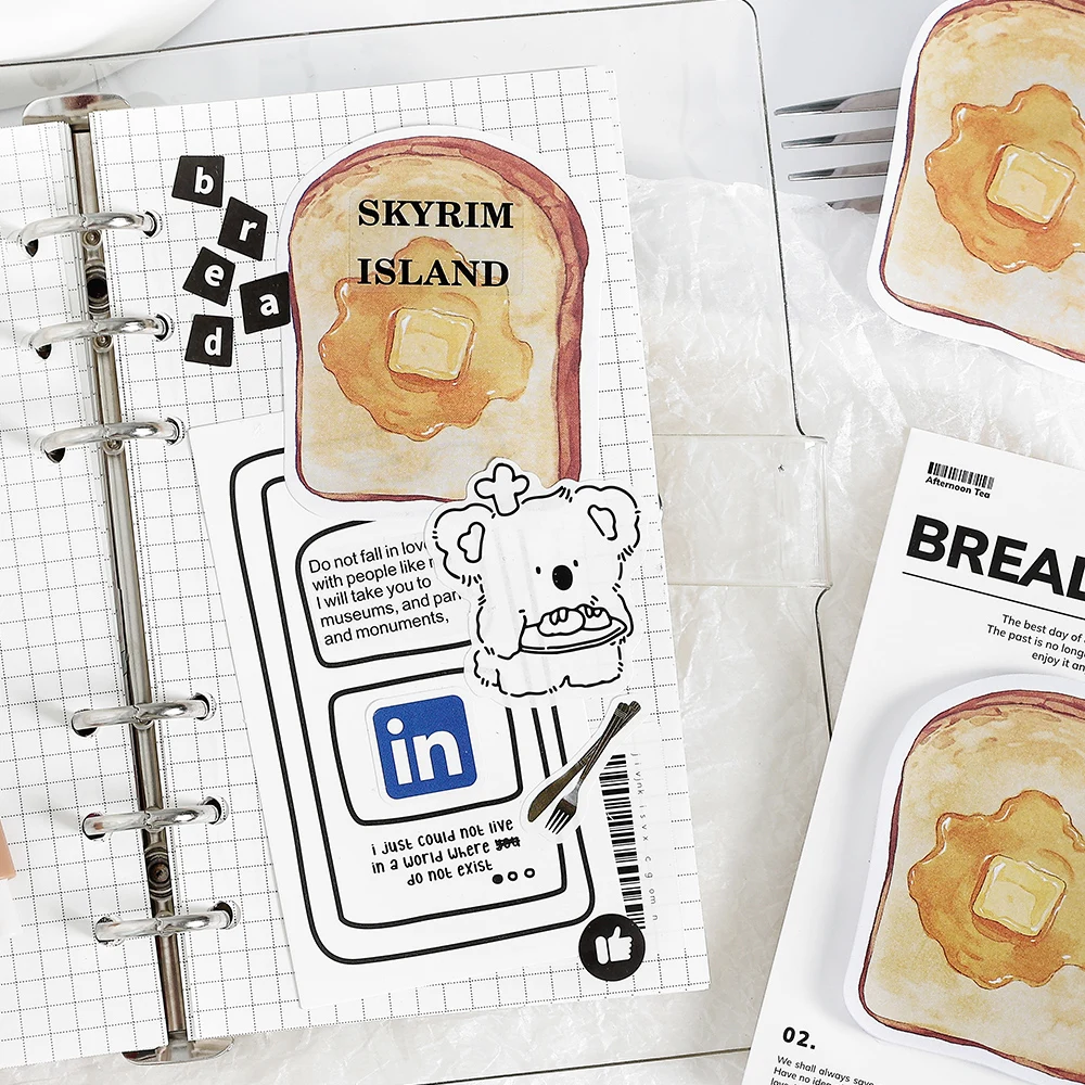 30 Sheets/pack Bread Ice Cream And Coffee Stickers Yummy Food Transparent PET Stickers for Scrapbooking Embellishments ﻿