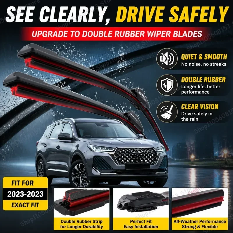 

For Chery Exeed RX 2023 Front Rear Wiper Blades 24 Inch 18 Inch All Weather Rubber Refills Windshield Cleaner Auto Accessory