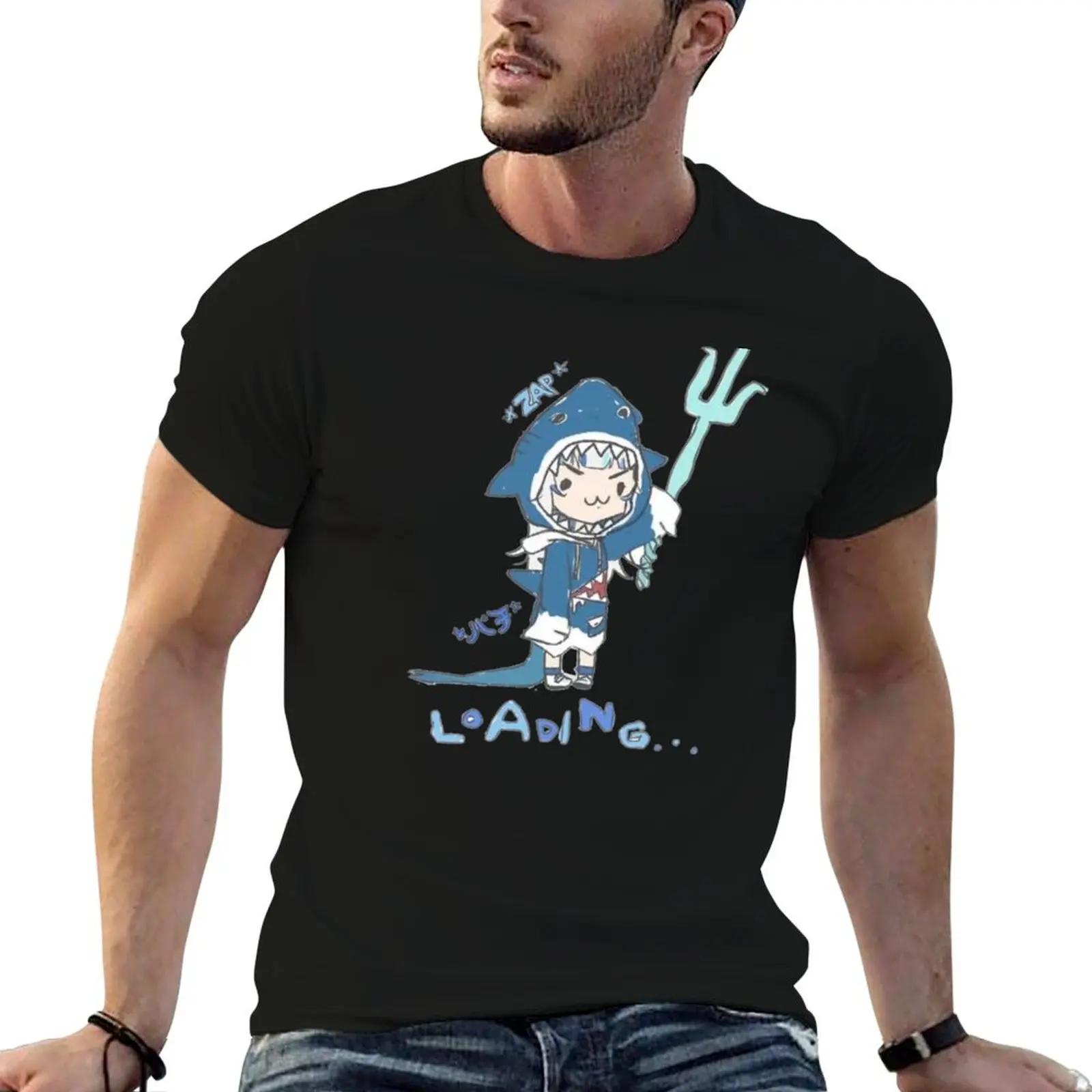 Gura Loading BG T-Shirt Retro Graphic Print T-Shirt