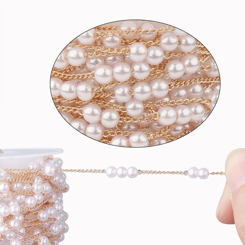 1 roll/lot Copper Chain Pearl Chain Necklace Bracelet Hairpin Clothing Bag Accessories DIY Jewelry Making Accessories Wholesale