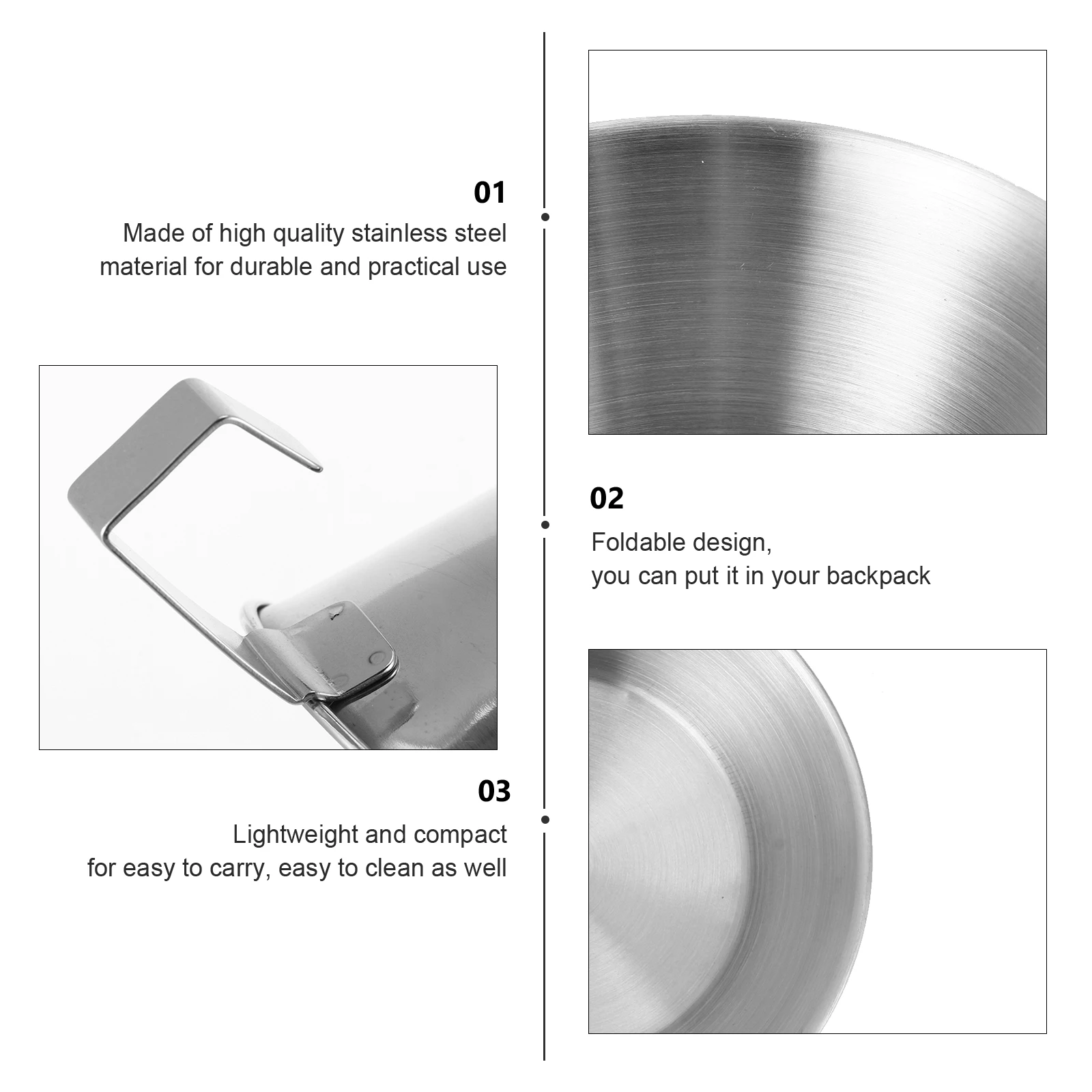 

Stainless Steel Picnic Bowl Lightweight Compact Foldable Camping Outdoor Cooking Gear Portable Eating Vessel Container