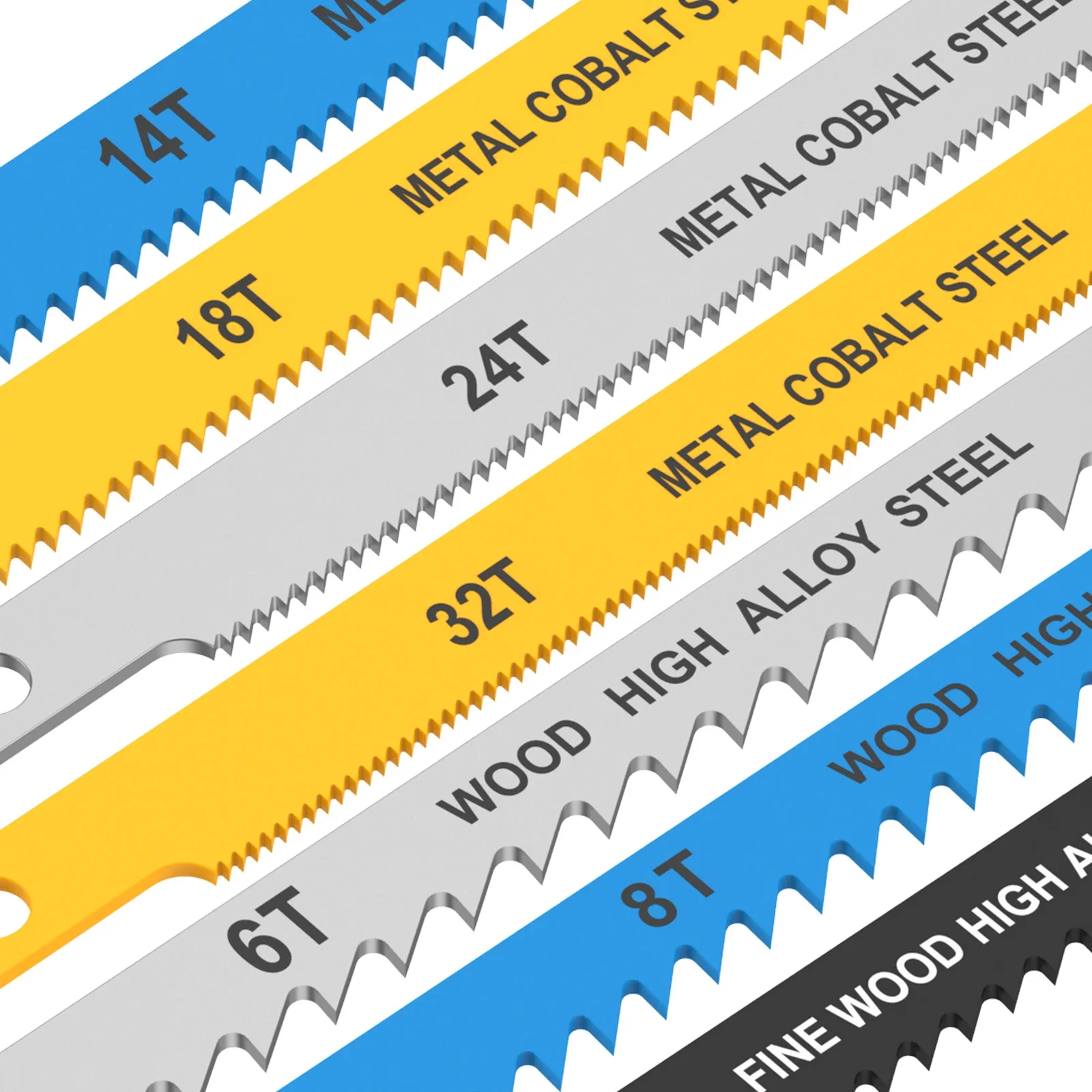 14-34Pcs Jig Saw Blade Set High Carbon Steel Assorted Saw Blades with U-shank Sharp Fast Cut Down Jigsaw Blade Woodworking Tool
