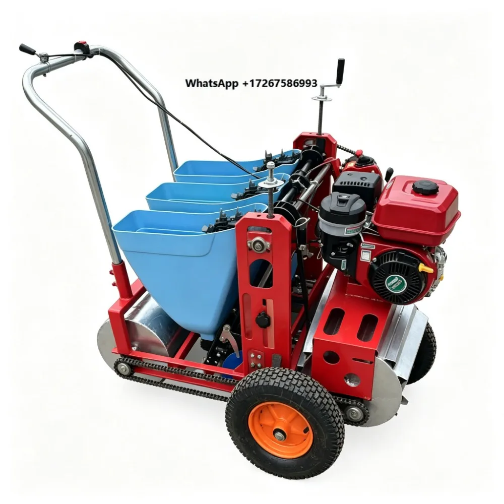 Self Propelled 4 Row Garlic Seeder Machine  Engine Chain Drive for Agriculture