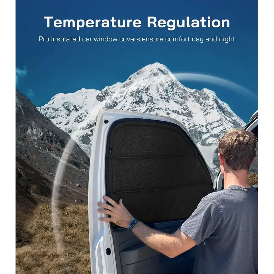 Door Window CoversPair for Ram Promaster, 2014current, Magnetic Insulated Blackout Window Sunshade, Foldable Design, AllSeasonGu