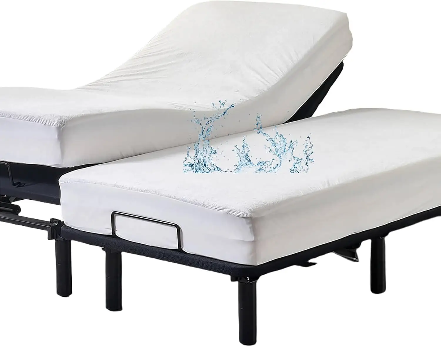 

Waterproof Split King Mattr Protector For Adjustable Beds Noisel Soft Bamboo Viscose Terry Surface Fitted Matr Cover With Deep