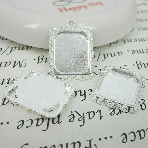 

10pcs 20x17mm silver tone picture frame pendant G474