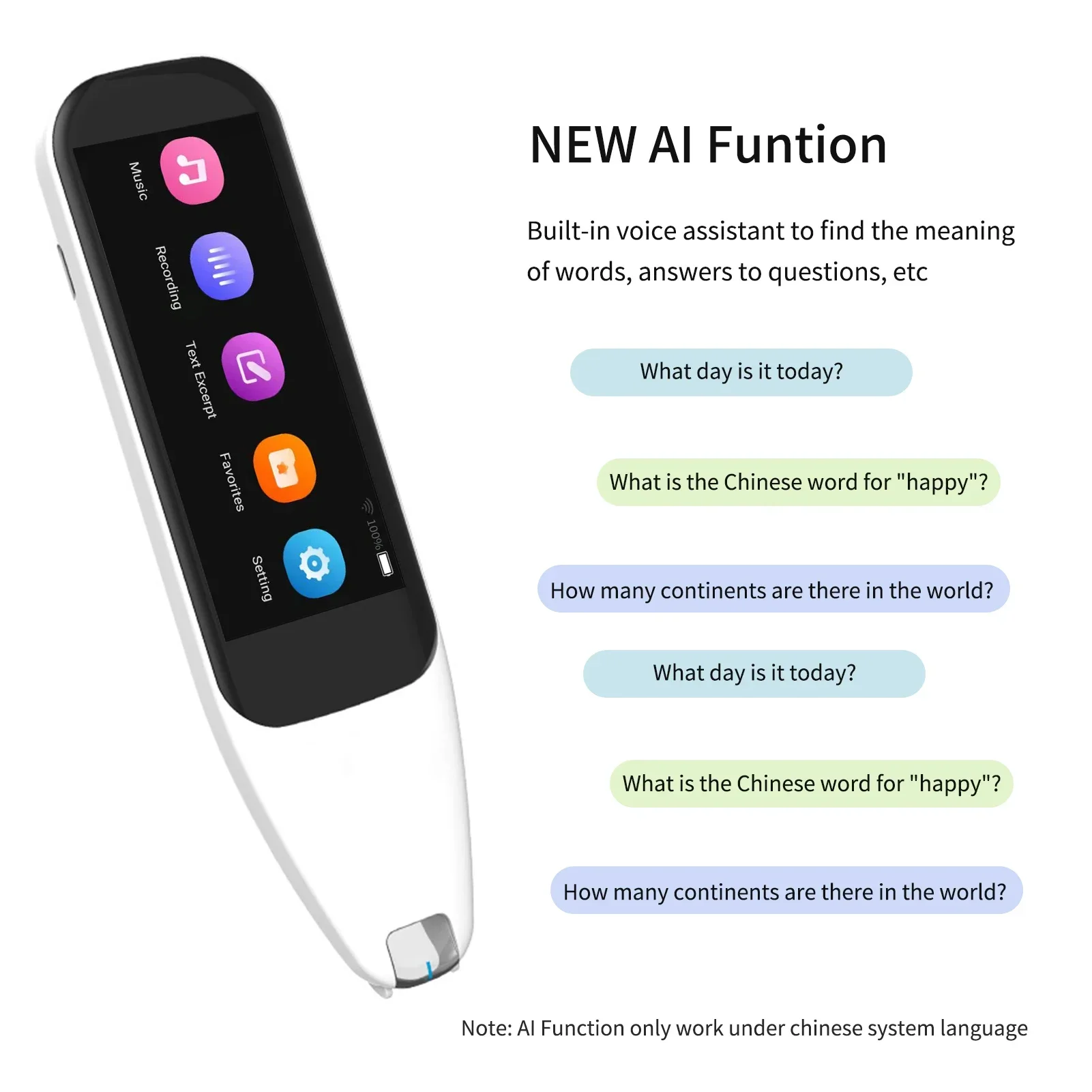 

Translation Pen Scanner Text Scanning WIFI Reading Translator Intelligent Recording/MP3 3.46'' Touchscreen 8G