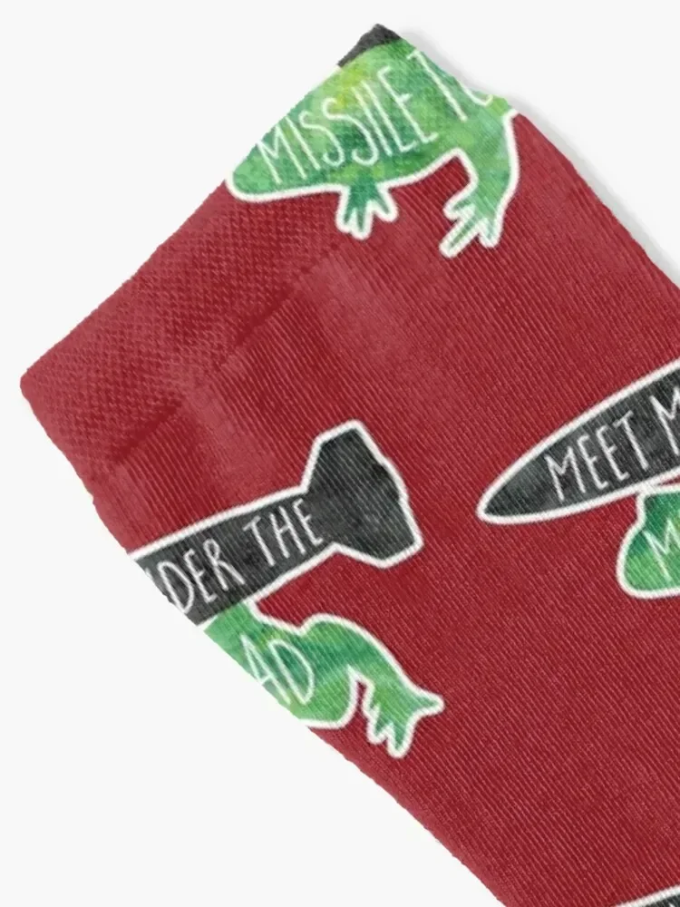 Meet me under the MISSILE TOAD! (mistletoe) funny pun design Socks Non-slip Rugby Christmas Socks Men's Women's