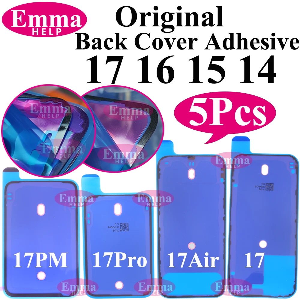

5 шт. клейкая водостойкая наклейка для задней крышки для iPhone 16 15 17 Pro Max 14 Plus, клейкая лента для ремонта задней боковой уплотнения