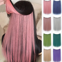 Women'S Clip-In Hair Extensions with Inner Layer Highlight, Double Color Hidden Dye Hairpiece
