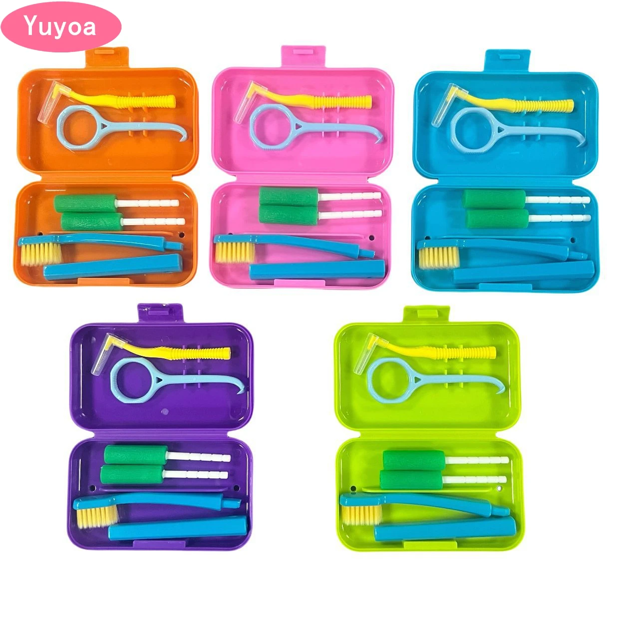 20sets Portable Toothbrush Box Interdental Brush Tongue Scraper Teeth Whitening Travel Toothbrush Orthodontic Oral Hygiene Tools