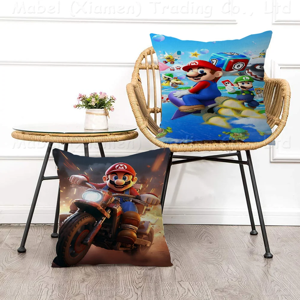 

S-SuperS M-MarioS Office Cushion Pillowcase Car Cushion Cover45X45CM Lumbar Pillowcase Sofa Pillowcover