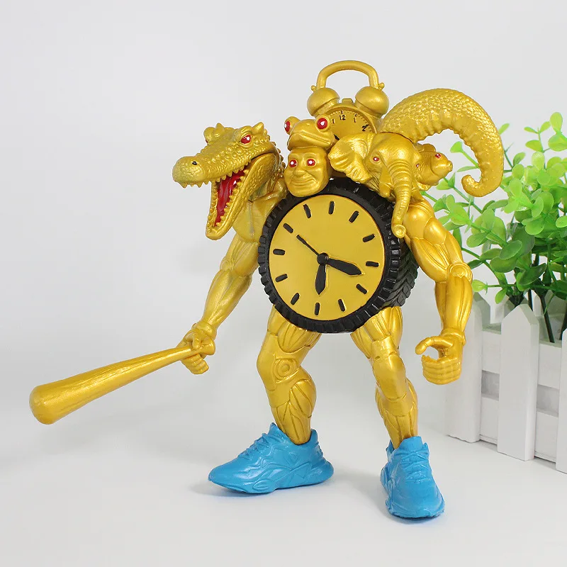 Golden silvery Clock Man Tung Sahur Figure 3D Toys Desktop Decor Articulated Tralalero Tralala Figure Ornament Funny Doll