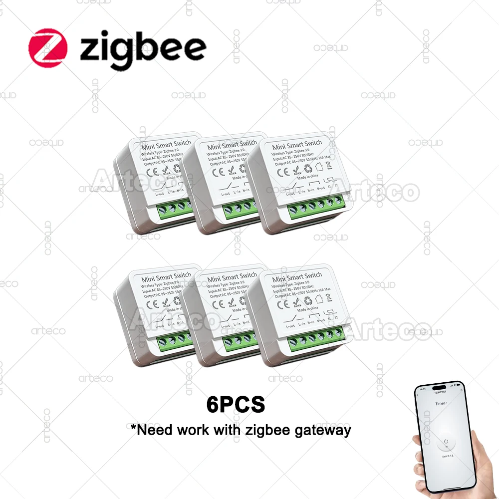 Zigbee 3.0 Mini Smart Switch 16A 2-Wege-Steuerung Relais-Schalter Hausautomation DIY-Modul Lichtschalter Benötigt Gateway-Unterstützung Z2M