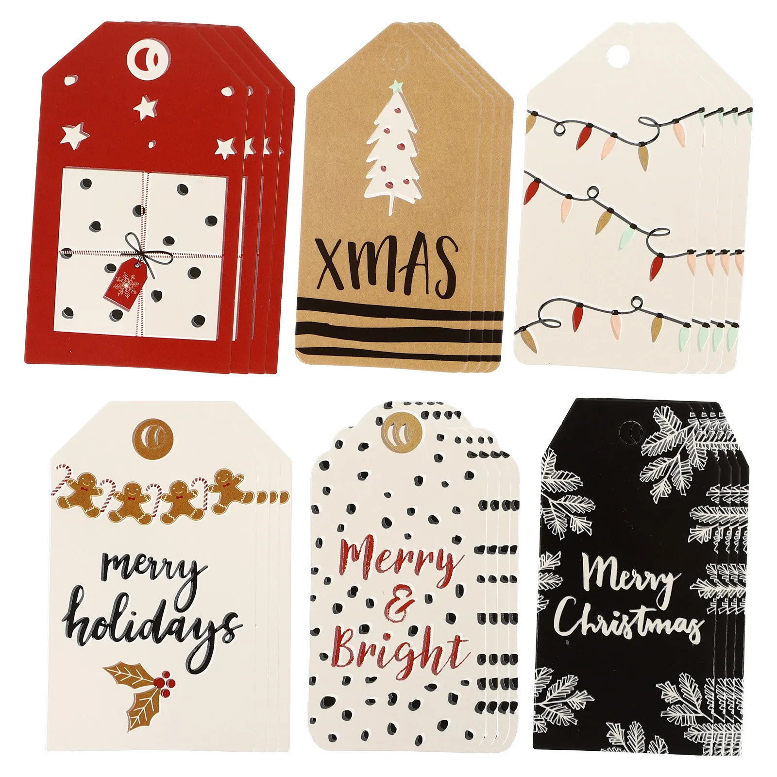 24 Stück Papieranhänger zum Aufhängen von Weihnachtsbaumn, langlebig, dekorativ, Weihnachtsanhänger, Partyzubehör, Geschenkanhänger, dekoratives Etikett