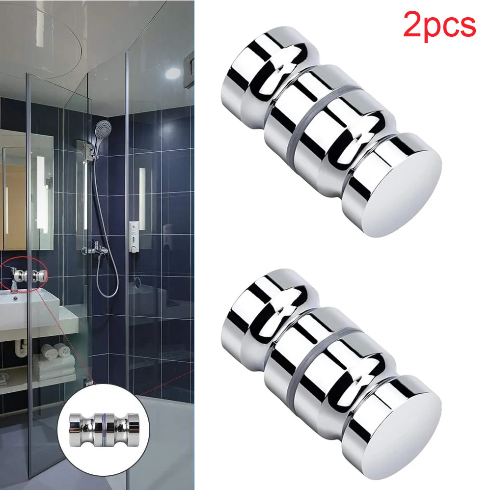 

2pcs Shower Door Knob Aluminum Alloy Door Handle Glass Bathroom Chrome Door Knob Window Kitchen M8 Shower Cubicle Handle