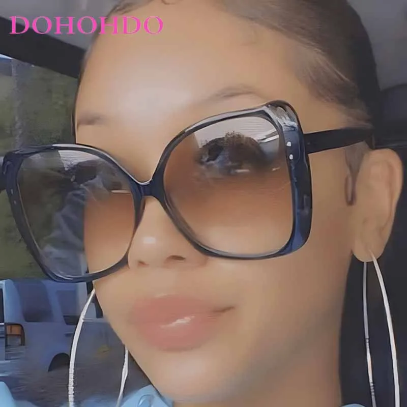 

Luxury Designer Oversized Rice Nail Sunglasses Men Women Punk Vintage Square Butterfly Frame Travel Driving Shades Очки UV400