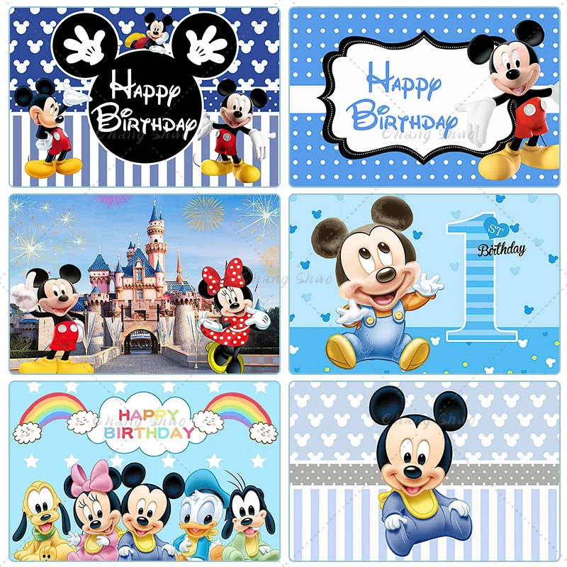 Disney Mickey Mouse and Minnie Photography Backdrop Baby Girl Studio Background Little Princess Photo Cartoon Photozone Banner