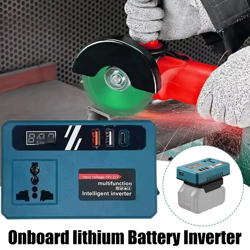 120W Portable Lithium Battery Inverter For Makita 18V-21V Lithium Battery DC 18-21V to AC 110V/220V Power Inverter Outdoor Work