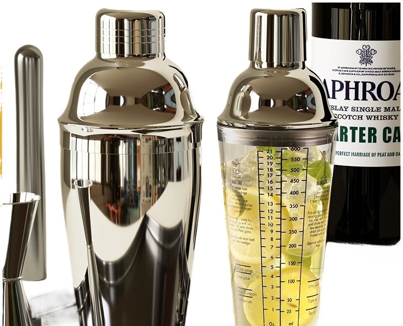 Glass shaker cup bartender set, thickened, stainless steel, lemon tea, cocktail, shaking for bartending