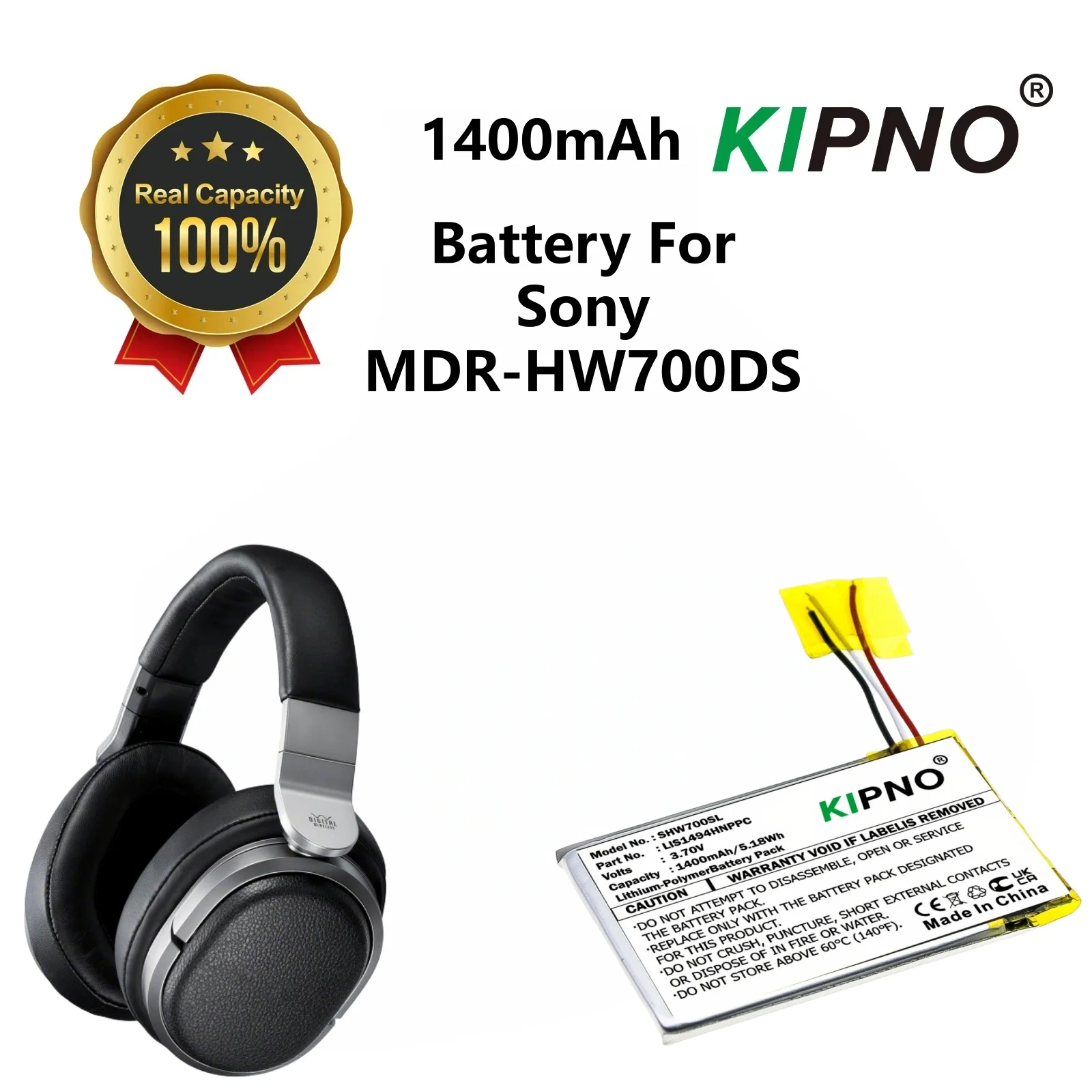 

KIPNO 1400mAh Wireless Headset Battery LIS1494HNPPC for Sony MDR-HW700DS