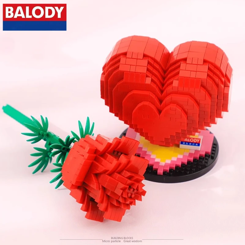 

BALODY love rose building blocks LOVE letter assembly model children's toys for girls' Chinese Valentine's Day birthday gifts