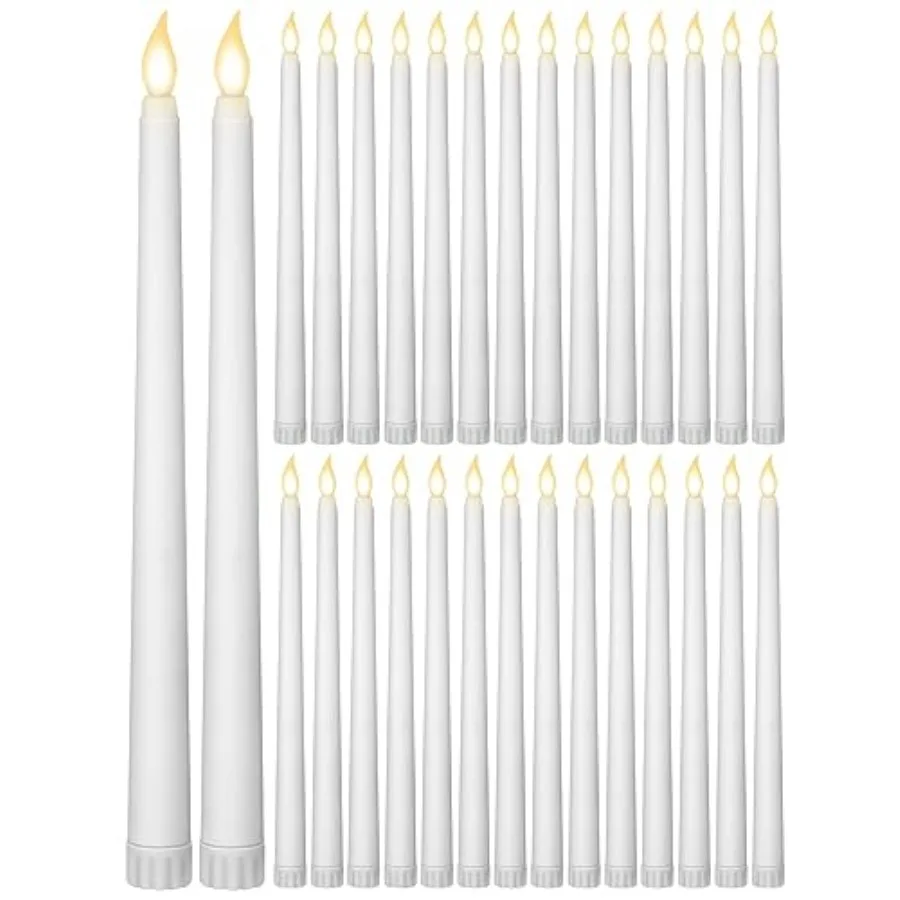 

36 Pieces Flameless Taper Candles Flickering Faux LED Battery Operated Electric Fake Candles for Christmas Halloween Birthday W
