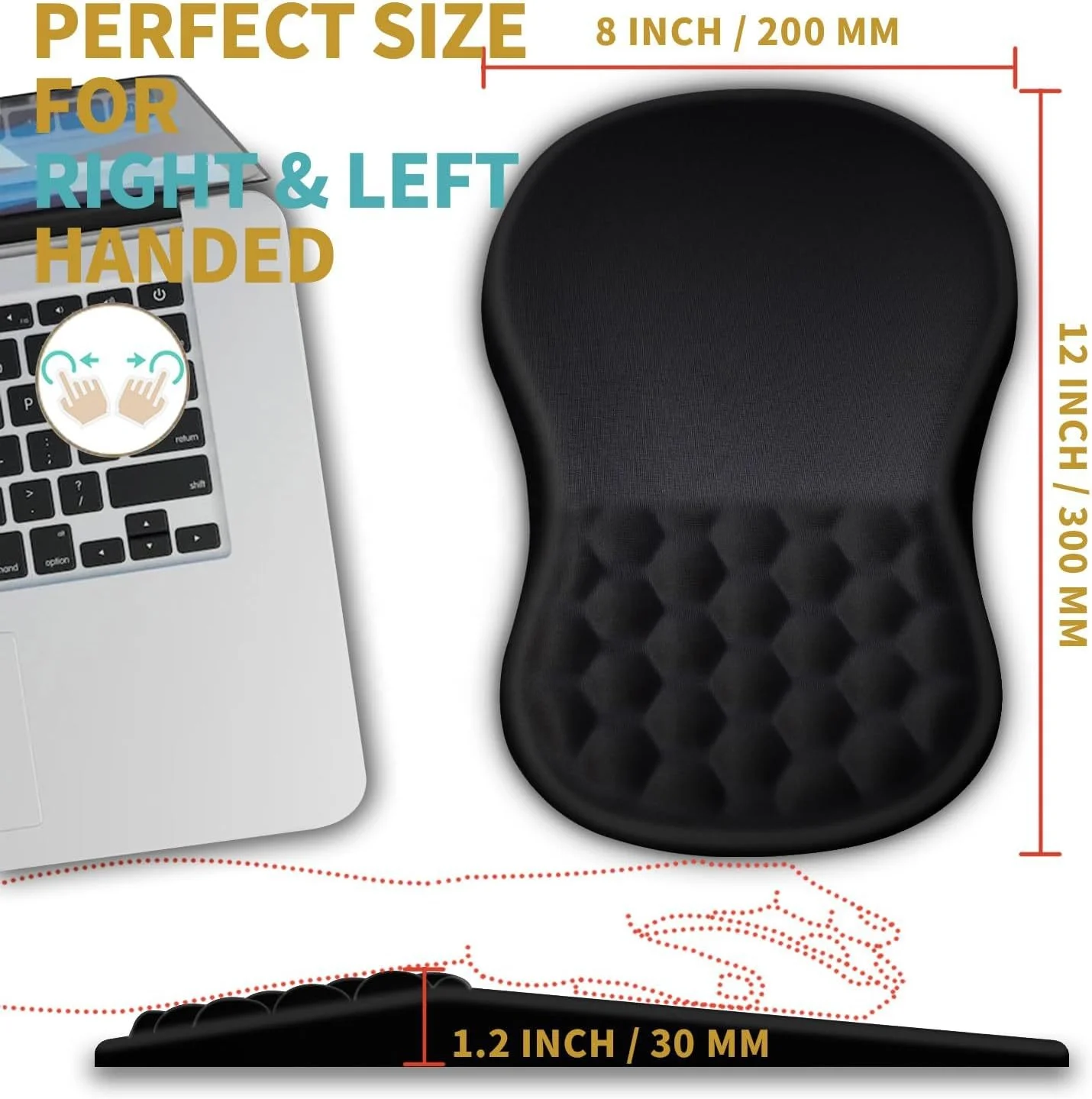 Hot Ergonomic Wrist Rest Mouse Pad Memory Foam & Rubber Wrist Support Concave and Convex Massage Soft Hand Rest Wrist Protector