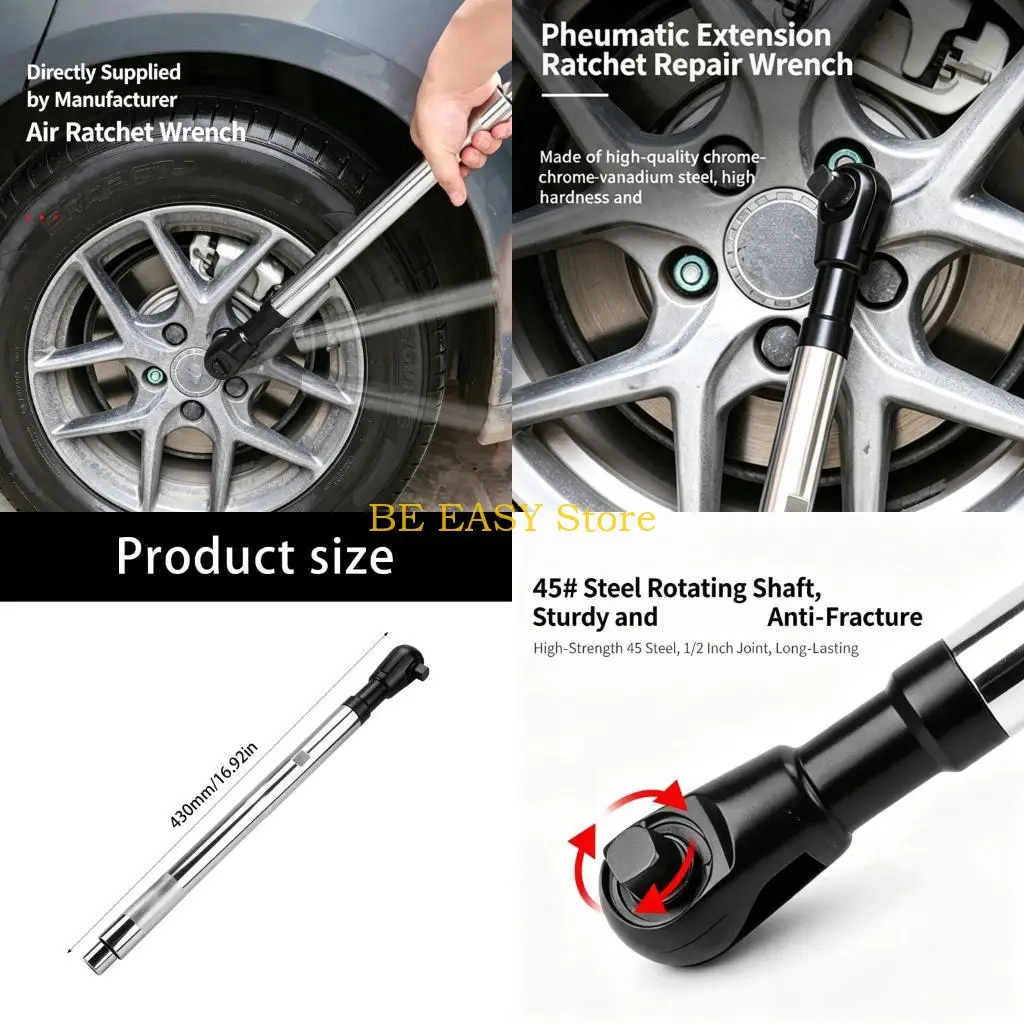 E28F 430mm Long Ratchet Wrench With Bidirectional Ratchet Head 1/2inch Square Drive