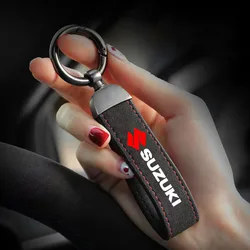 Deluxe Leather Keychain with Car Badge Keychain Pendant For Suzuki SX4 Swift Grand Vitara Ciaz Liana Spresso Celerio Jimny